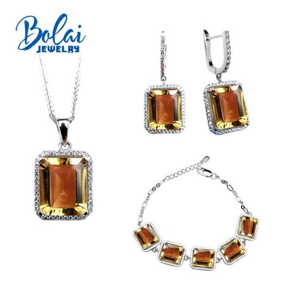 

bracelet, earrings & necklace bolaijewelry,natural dark color citrine gemstone simply set 925 sterling silver fine jewelry nice engagement g, Black