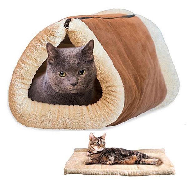 

cat beds & furniture 2 in 1 tunnel bed mat snuggly dog puppy warm sleeping bag pet accessories