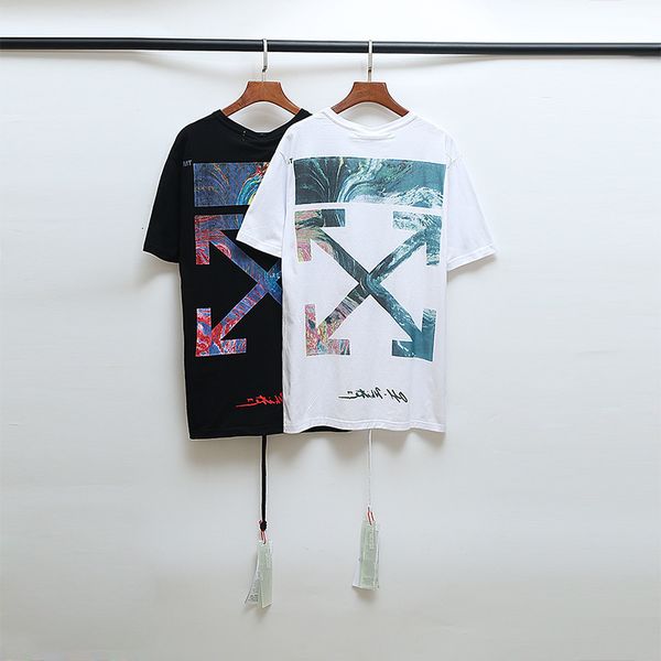 

off style star sky printed men's and women's cotton t-shirts, White;black