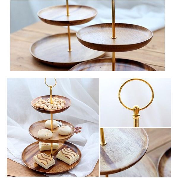 

dishes & plates wood fruit dish birthday cake 1 set 3 tier easy clean household supplies wedding party pastry tray stand
