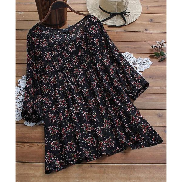 

print floral tunic 5xl womens shirts plus size casual loose linen button summer blouse fashion clothing, White