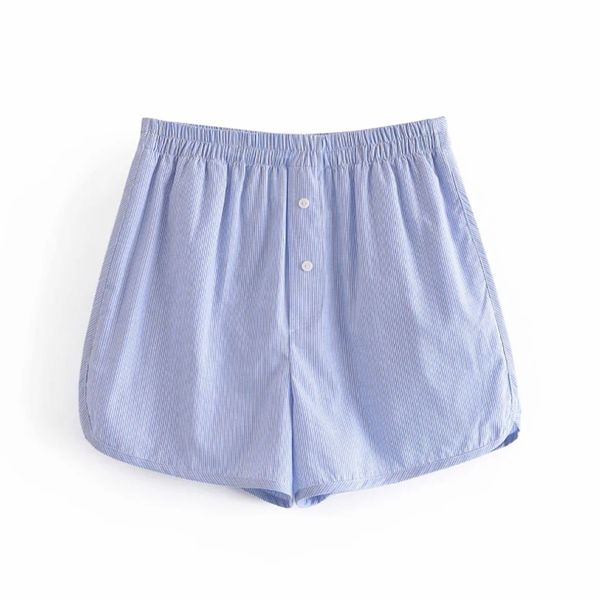 

spring women elastic waist striped shorts casual female loose clothes p2013 210430, White;black
