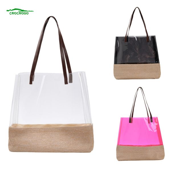 

ladies fashion large capacity transparent pvc jelly beach tote shoulder shopping travel tote bags
