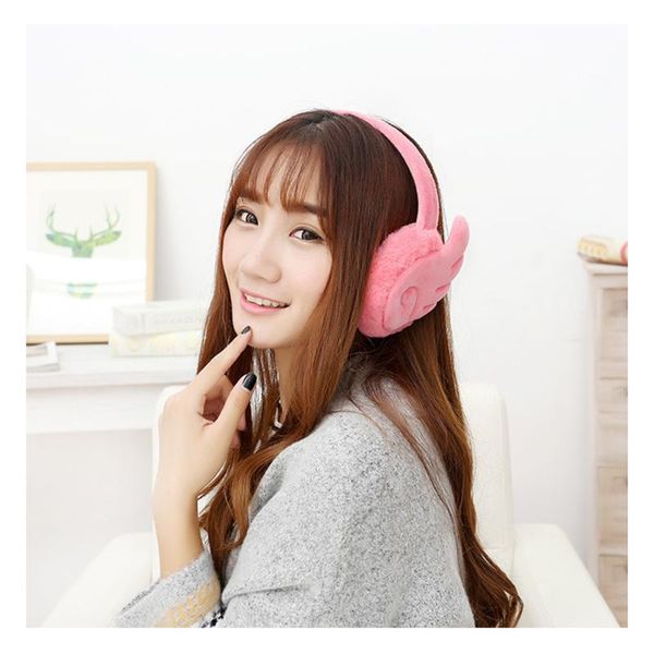 

berets fashion wing plush female winter earmuff warm ear muffs headphones girls earmuffs earphone warmers protector fur, Blue;gray
