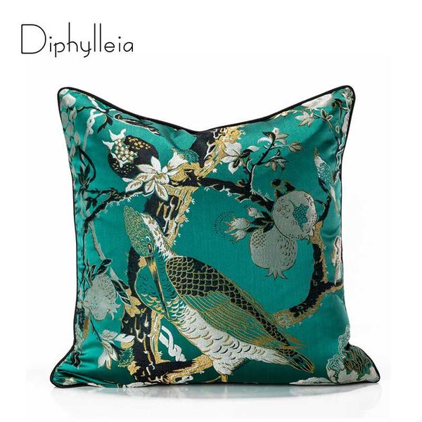 

pillow case diphylleia cushion cover chinese style green flowers and birds emrboidery living room sofa high end luxury