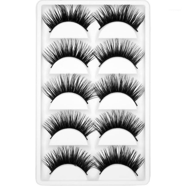 

kimcci 5pairs super long 3d mink lashes eyelashes natural hand made fake makeup tools false faux eyelash cilias1