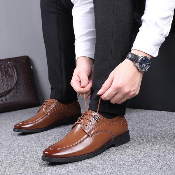 

dress shoes 2021 men's business fashion casual trend men leather, Black