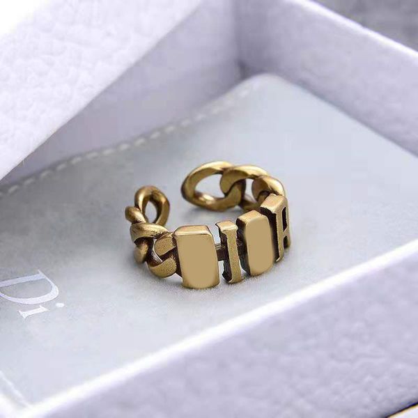 

2021 new female letter open ring brass net red ins same style, Silver