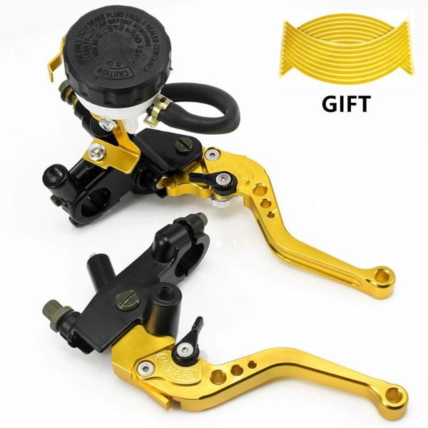 

motorcycle brakes 7/8" 22mm 125-400cc gold adjustable brake clutch master cylinder reservoir levers set d40