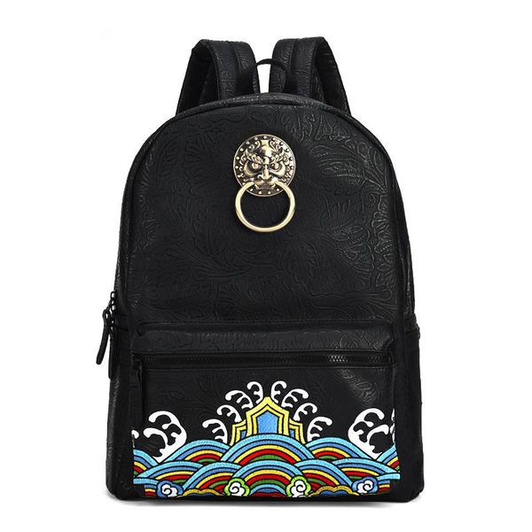 

backpack china vintage men/women school bags embroidery waterproof lapback pack student bagpack for teenager