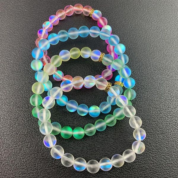 

charm bracelets beaded bracelet 8mm natural stone colorful matte healing beads bangle stretch yoga for women men jewelry, Golden;silver