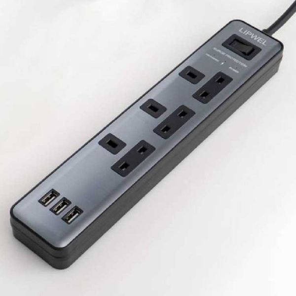 

standard system lightning overload protection usb switch british plug-in strip cable
