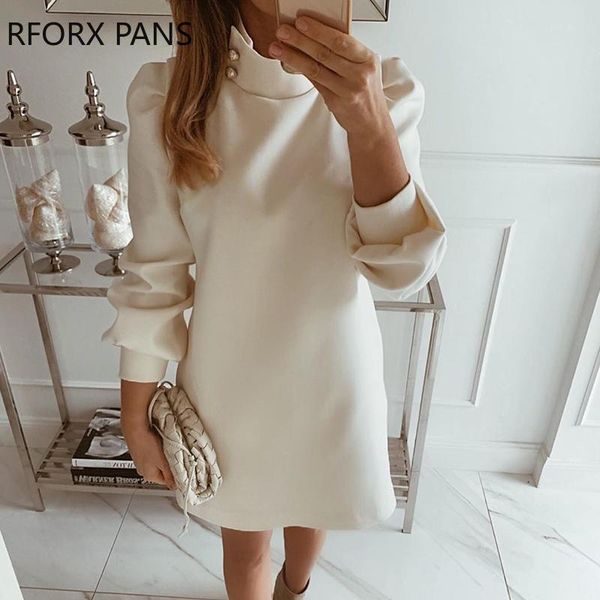 

casual dresses solid high neck mini dress women, Black;gray