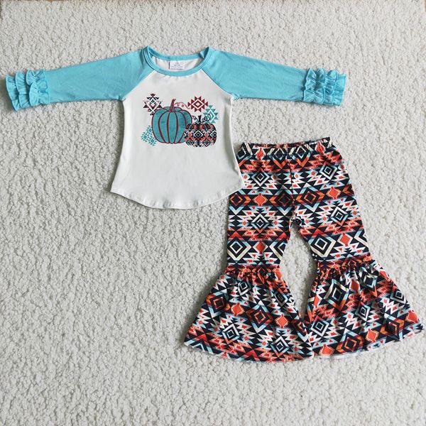 

halloween kids clothing sets boutique pumpkin design baby girls clothes long sleeve bell bottom pants fashion fall wholesale kid girl outfit, White
