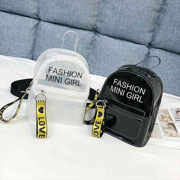 

fashion clear transparent backpack stadium security school book bag travel ladies girls candy color mini backpacks