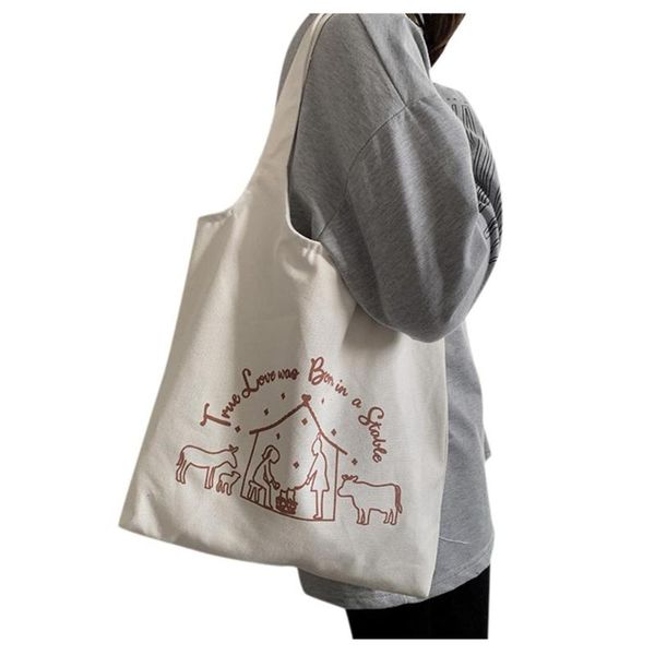 

shopping bags ladies pure color simple letter canvas bag fashion handbag tote casual eco shoulder ac courses pliables #2d23