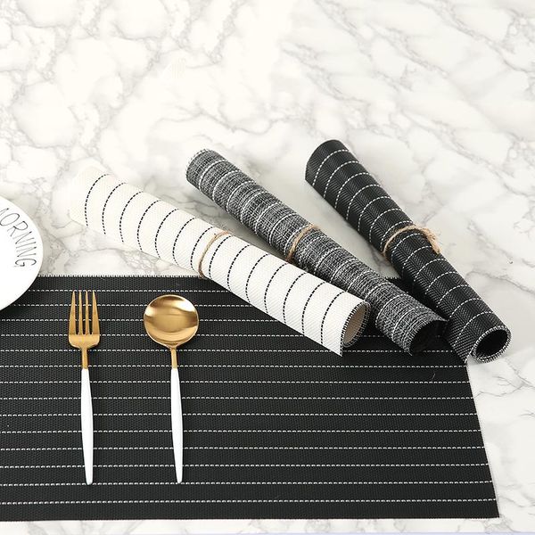 

mats & pads table mat set pack of 4pcs home washable pvc placemats crossweave woven heat-resistant place easy to mj82111