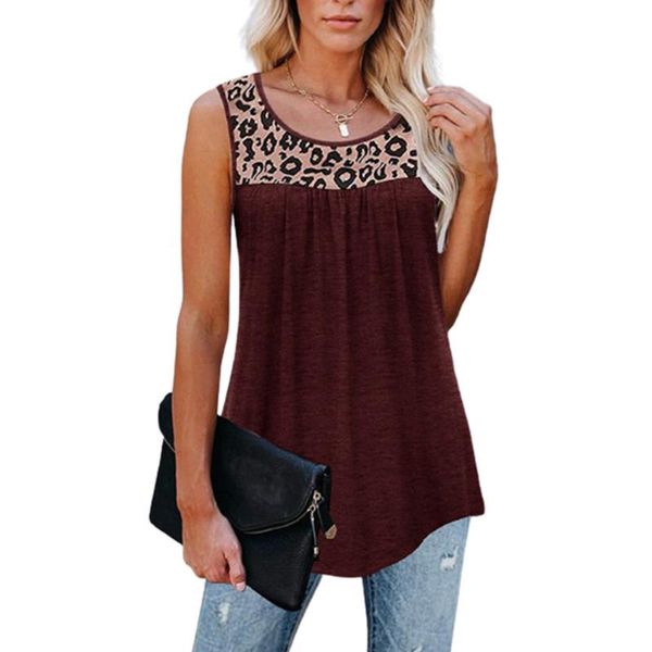 

women's tanks & camis plus size leopard print stitching women tank summer sleeveless casual loose fashion t-shirt female streetwear ove, White