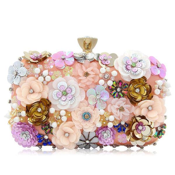 

women clutches colorful flower evening bag sequins satin clutch bags