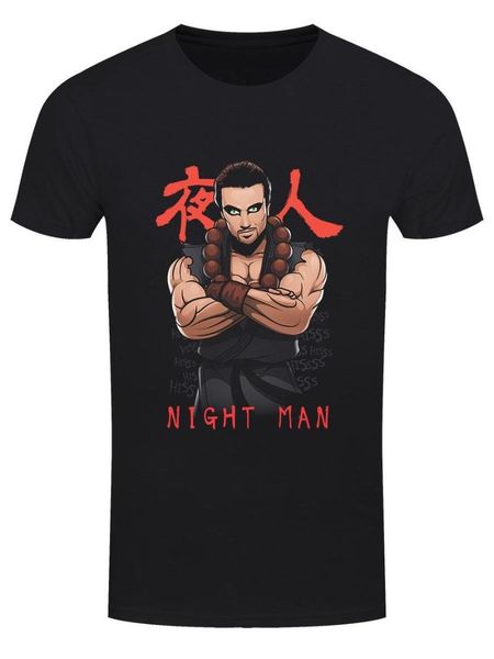 

men's t-shirts night man black t-shirt, White;black