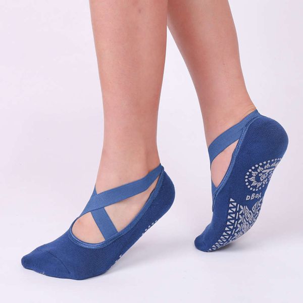 

toe instep cross tie yoga professional pure cotton terry bottom goods, Black;white