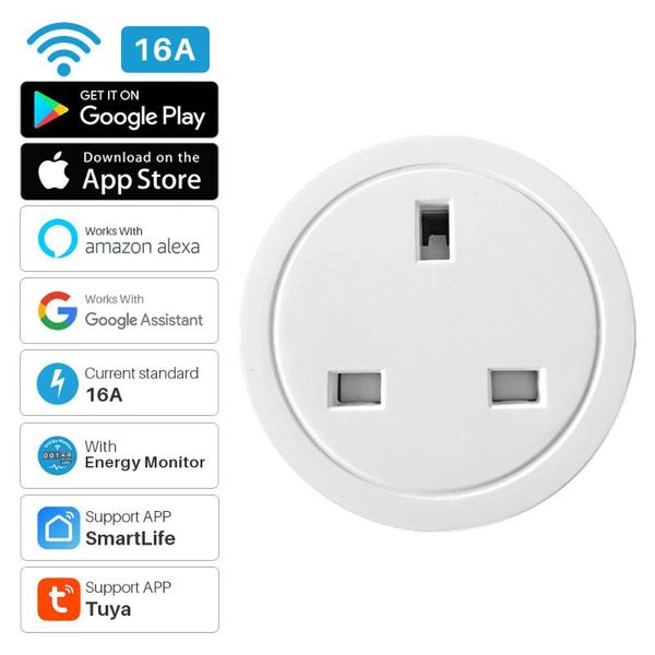 

smart power plugs uk 16a plug wifi socket energy monitor timing function life app remote control works with alexa google home