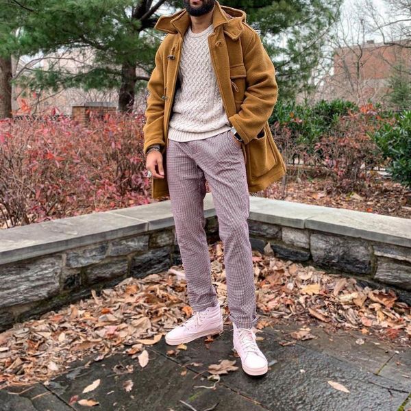 

men's wool & blends fashion men woolen coat 2021 cold resistance mid-long solid color slim lapel jacket khaki coats, Black