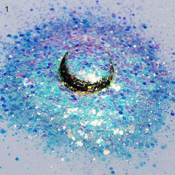 

50g holographic chunky mixed fine glitter iridescent mermaid sparkle craft acrylic nails polish diy sequins 18 colors tips md1391, Silver;gold