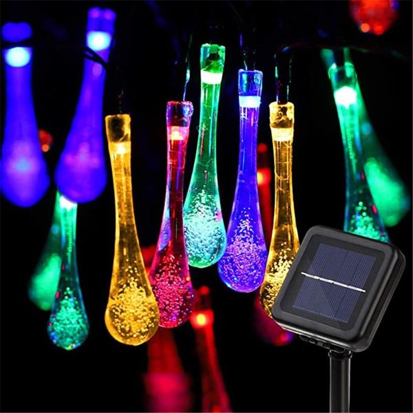 

solar lamps 7m 50led droplet bulb string lights outdoor waterproof christmas garden light lawn courtyard lamp decoration