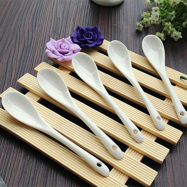 

handle seasoning coffee stirring long dessert ceramic spoon