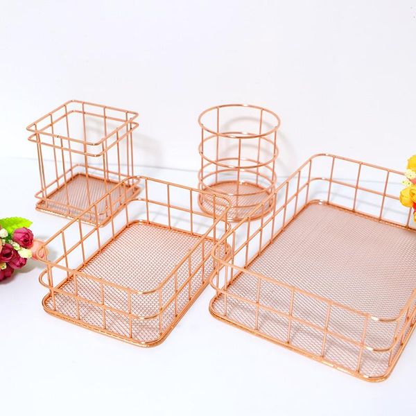 

bathroom storage & organization rose gold wrought iron cosmetic box deskcleaning debris dressing table