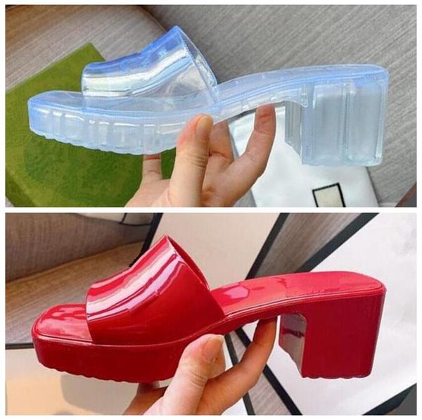 

wholesale brand woman slipper designer lady sandals summer jelly slide high heel slippers luxury casual shoes womens leather alphabet beach, Black