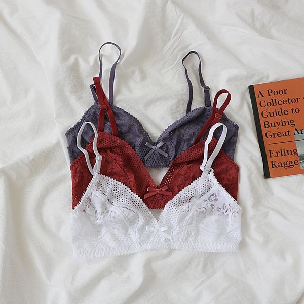 

bras lace ultra-thin ladies bra, no sponge, big breasts, steel ring, comfortable underwear cover without insert lingerie, Red;black