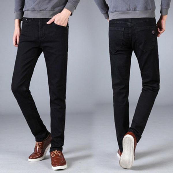 

men's jeans four seasons stretch slim straight large size black, Blue