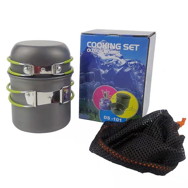 

outdoor camping cookware set portable tableware hiking picnic backpacking tableware pot pan cooking tool sets 1-2persons