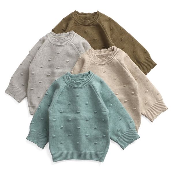 

autumn winter baby kids girls long sleeve pure color knit sweater pullover sweaters children's clothes 210521, Blue