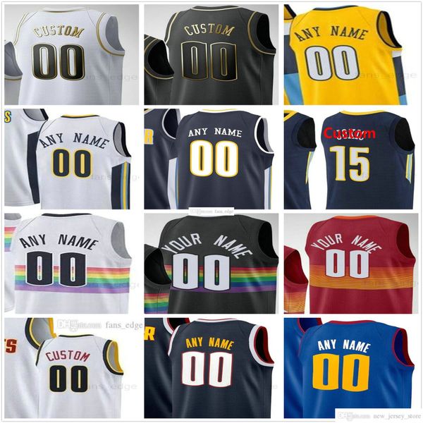 

custom printed 10 bol 15 jokic jamal 27 basketball jerseys murray nikola 1 porter jr. facundo 7 campazzo 14 gary harris 5 will barton, Black;red
