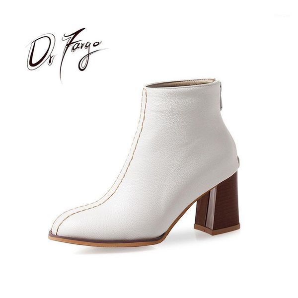 

boots drfargo fashion autumn winter shoes women arrive ladies patent leather zipper square heel ankle 461, Black