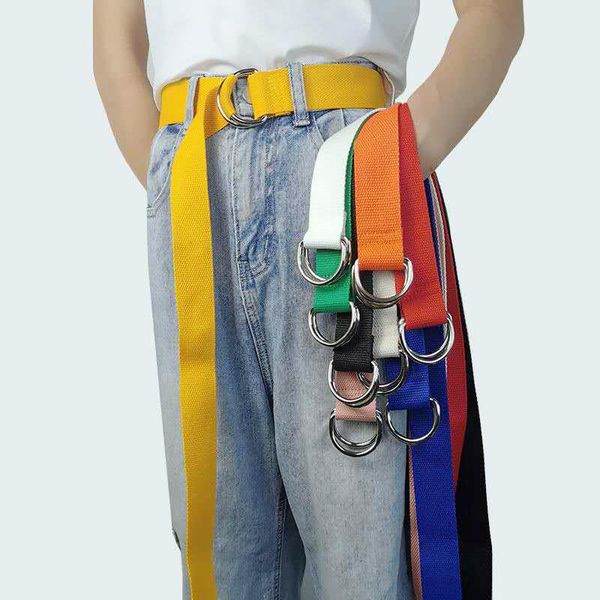

belts fashion women long casual men female 9 colors canvas fabric belt strap d ring buckle black waistband, Black;brown