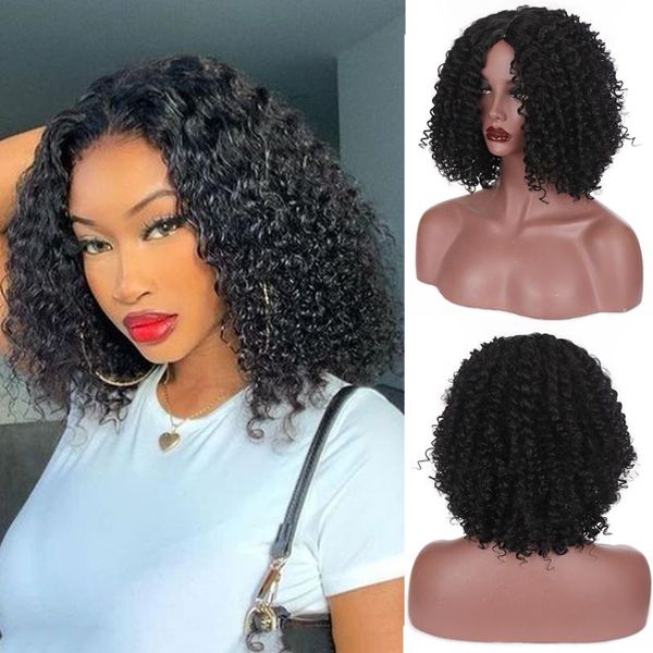

black curly wig ombre with bangs synthetic long for women wigs