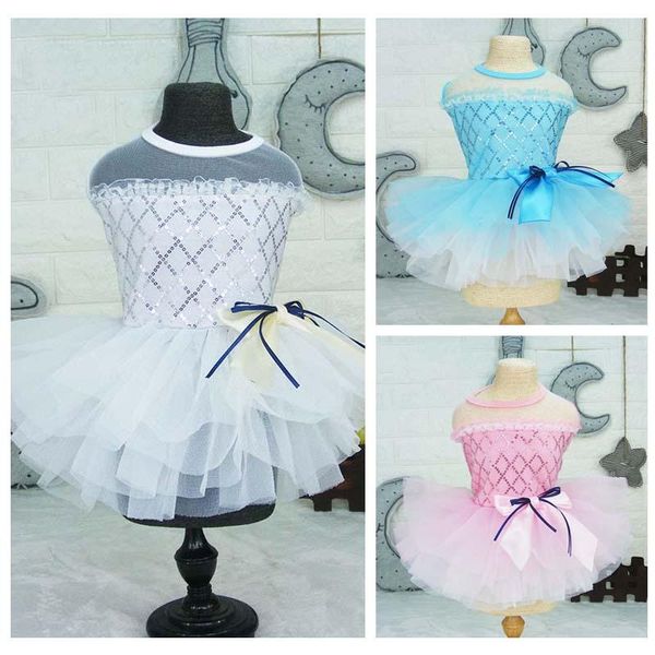 

dog apparel fashion sequin decorate dress summer tutu princess clothes for wedding party christmas skirt pet s-xxl