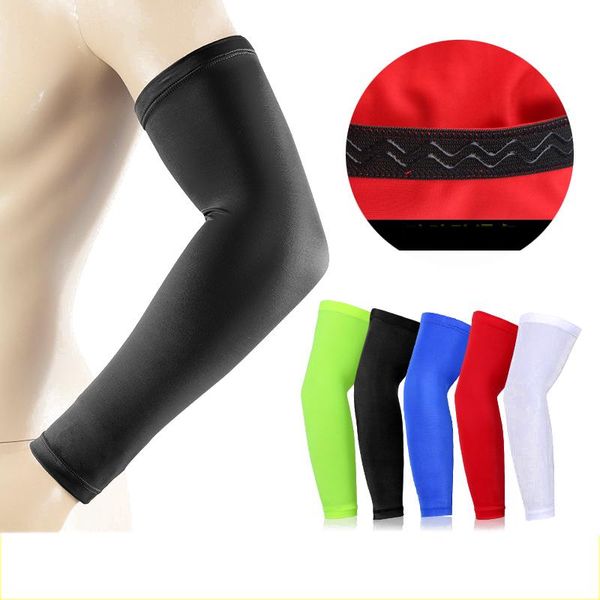 

fingerless gloves arm warmers running sleeves basketball elbow pad fitness armguards breathable quick dry uv protection sports cycling, Blue;gray