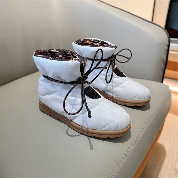 

2022 women pillow boots designer winter ankle boot flowers print lace up shoes waterproof down fashion keep warm cotton snow shoe with box, Black