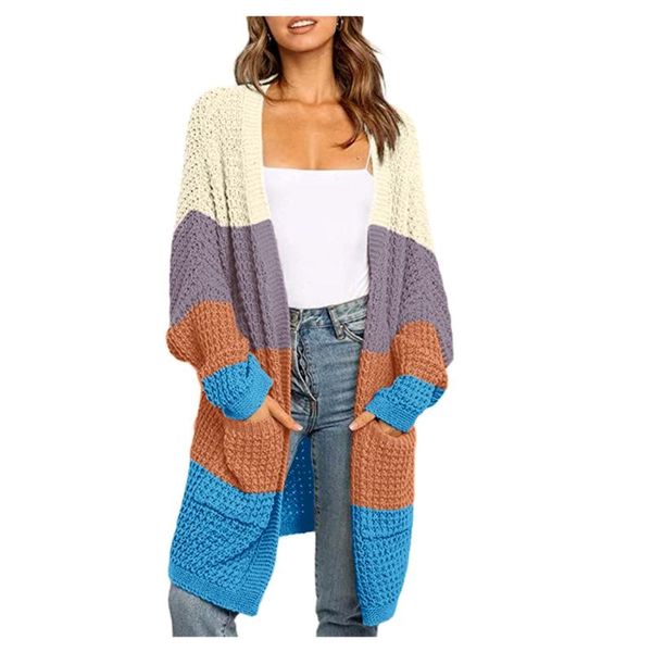 

women's sweaters 2021 womens patchwork cardigan open front knit with pockets winter woman sweater vrouw truien, White;black
