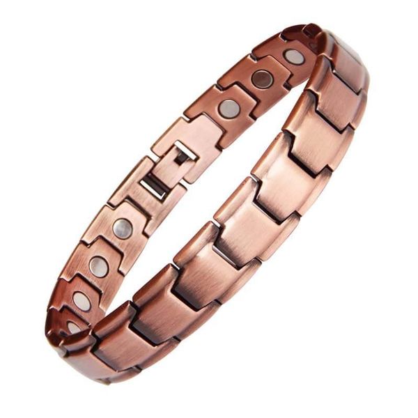 

magnetic therapy copper bracelet, 3000gauss magnets pain relief for arthritis, carpal tunnel, ris, health care jewelry men. link, chain, Black