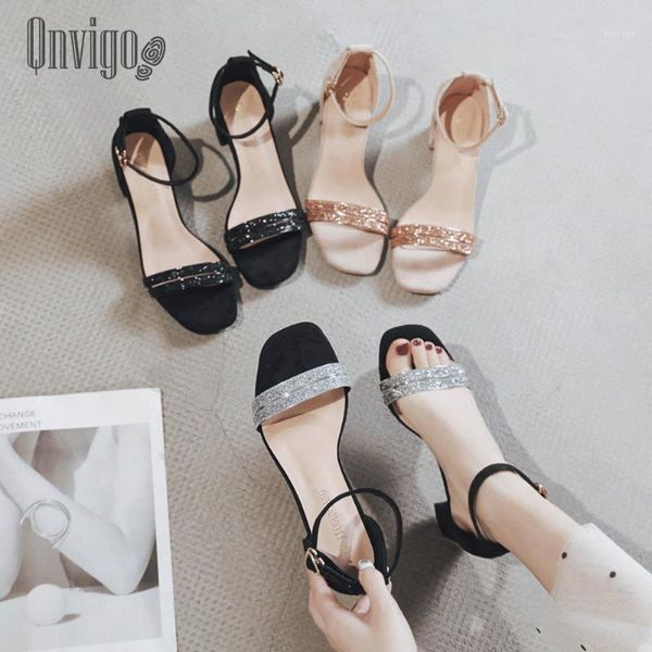 

dress shoes qnvigo sandals women summer black wide sandalia feminina causal shoe white wild high-heeled fairy style word buckle women'1