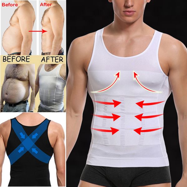 

mens slimming body shaper waist trainer vest chest compression shirt abs abdomen tank undershirt tummy control shapewear