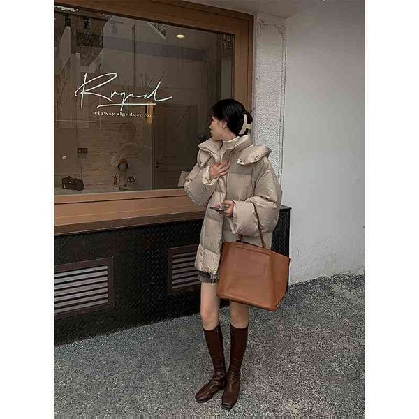 

[daihe] 2021 winter new temperament korean version versatile loose 90 white duck down warm jacket women h00665, Black