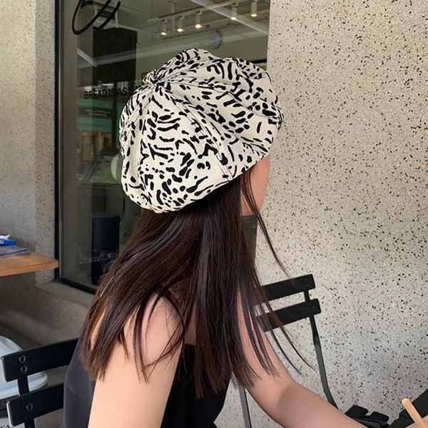 

berets cow pattern beret for women autumn fashion vintage painter flat cap feminina warm outdoor present gorros, Blue;gray