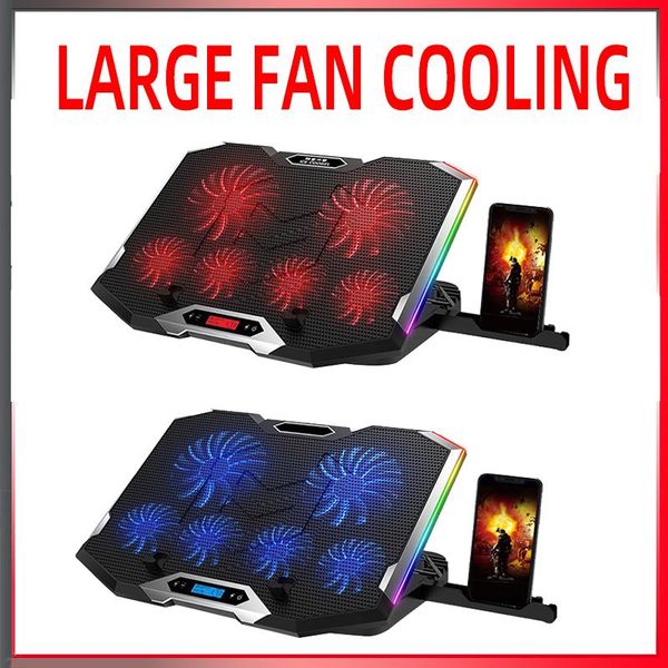 

portable k9 rgb lapcooling pad with 6 quiet fans 2 usb ports powered cooler stand for 12-18 inch notebook pc cool pads